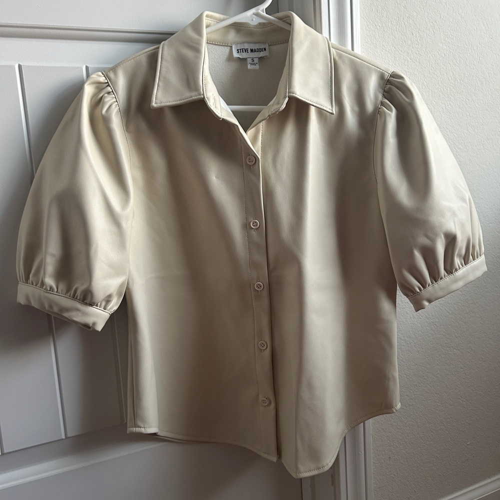 Steve Madden Tan Puff Sleeve Blouse